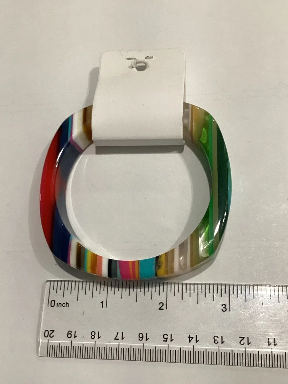 Multicolor Striped Resin Bangle Bracelet